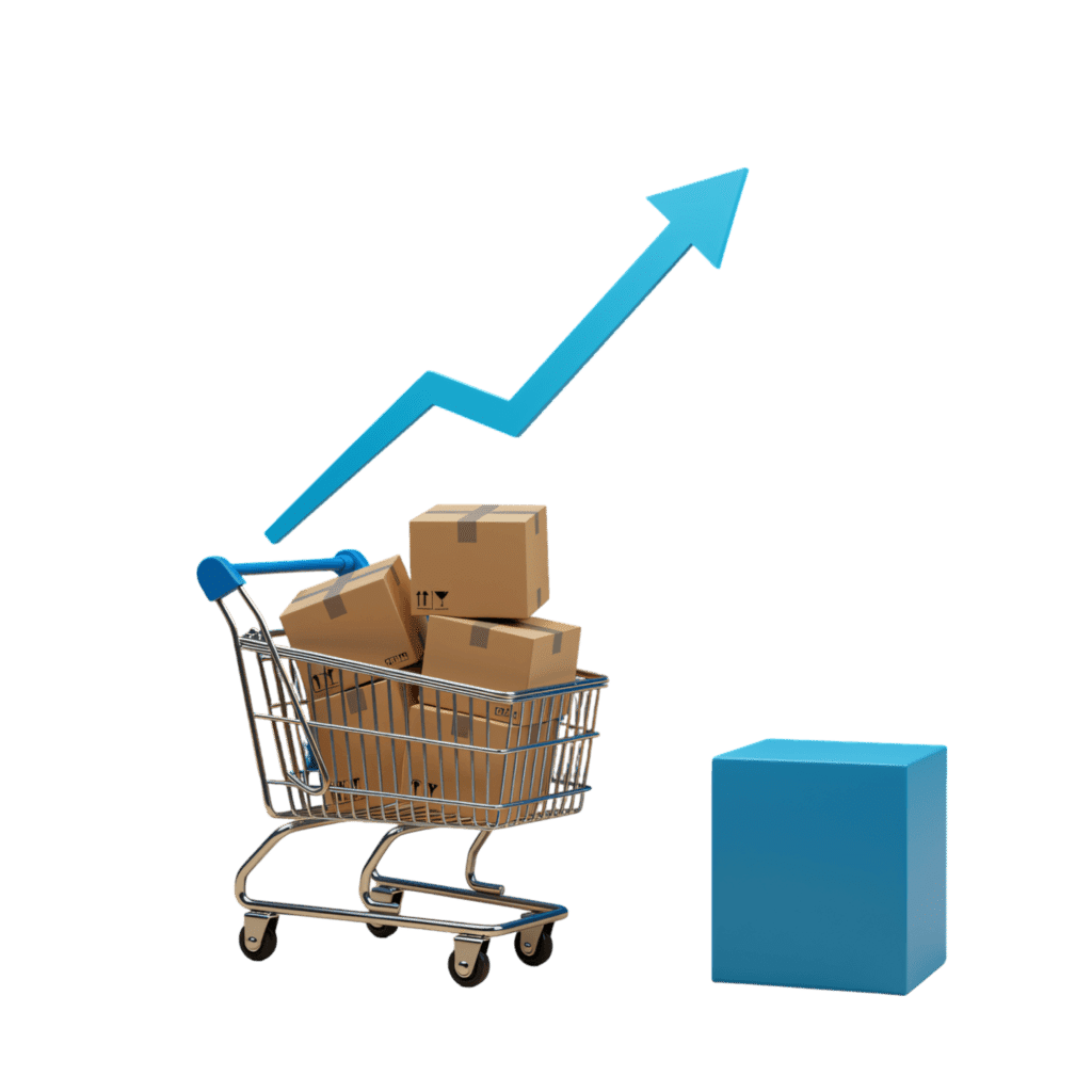 shopping cart showing growth arrow